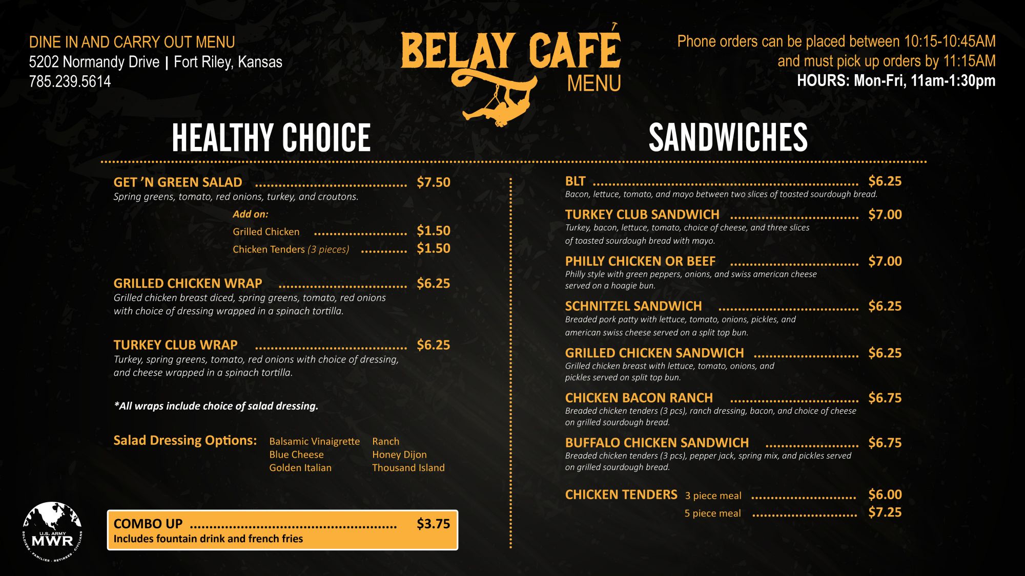 Belay Cafe Menu 1