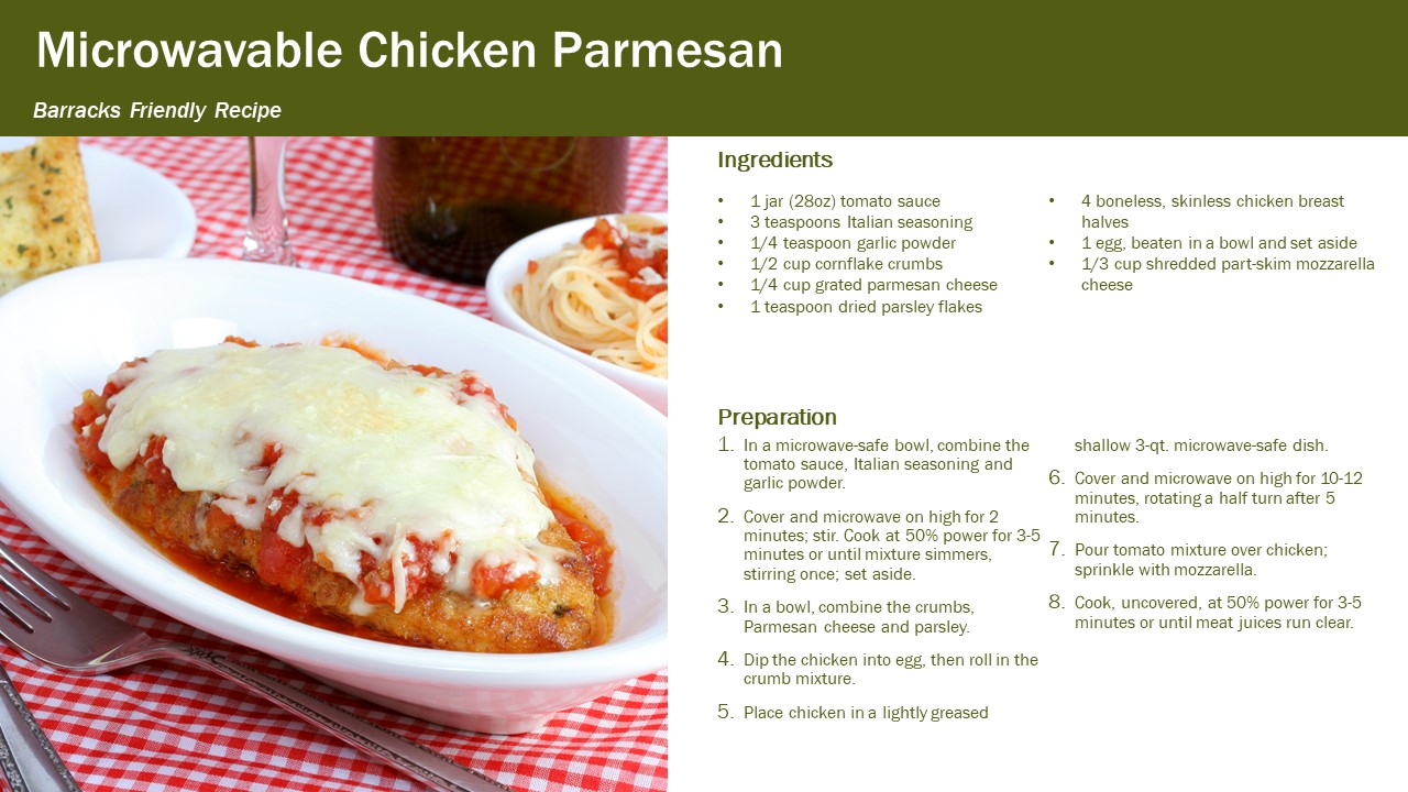 Microwavable Chicken Parmesan *Barracks Friendly Recipe 