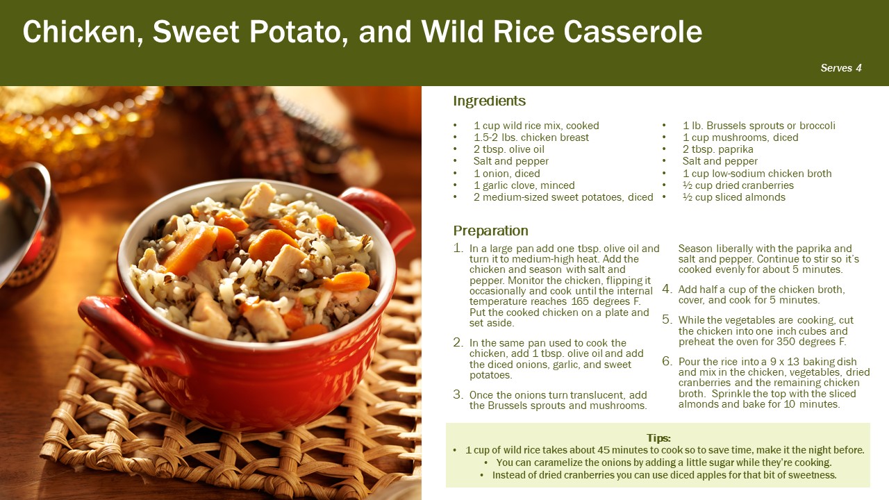 Chicken, Sweet Potato, and Wild Rice Casserole